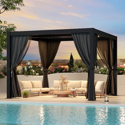 LVUYOYO Outdoor Louvered Pergola 10' x 10'