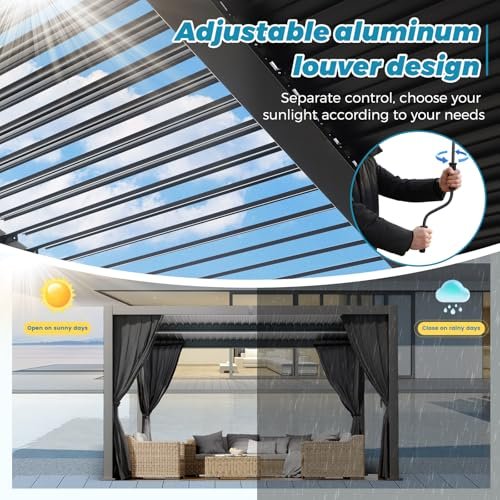 LVUYOYO - LVUYOYO Outdoor Louvered Pergola 10' x 13'