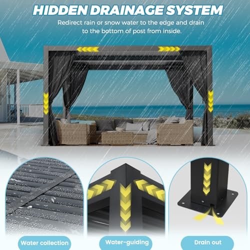LVUYOYO - LVUYOYO Outdoor Louvered Pergola 10' x 13'