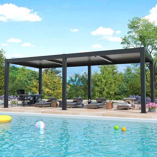 LVUYOYO Outdoor Louvered Pergola 10' x 20'