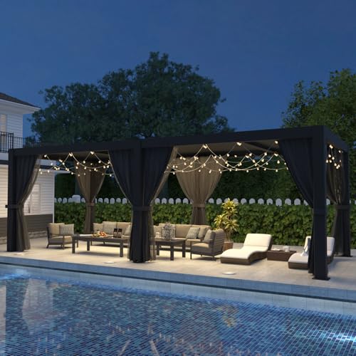 LVUYOYO Outdoor Louvered Pergola 10' x 20'